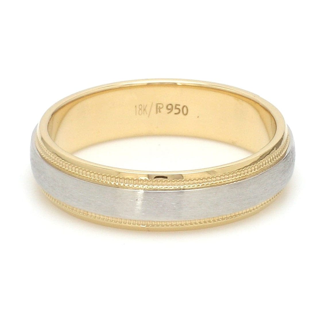 Jewelove™ Rings Ready to Ship - Ring Size 22, Platinum & Yellow Gold Ring for Men with Milgrain Edge JL PT 636