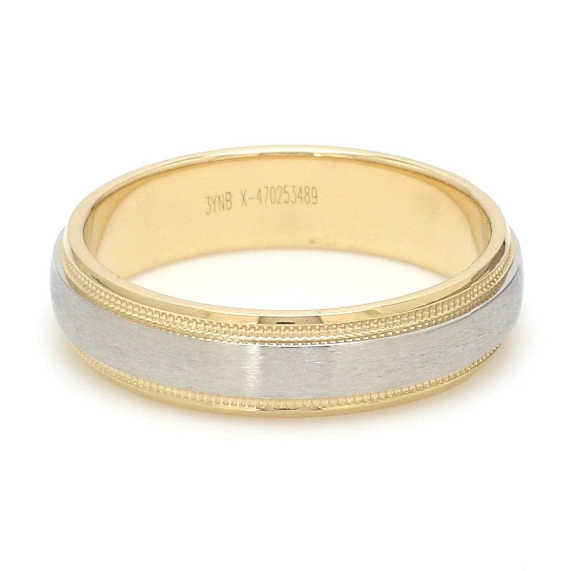 Jewelove™ Rings Ready to Ship - Ring Size 22, Platinum & Yellow Gold Ring for Men with Milgrain Edge JL PT 636