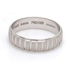 Jewelove™ Rings Men's Band only Ready to Ship - Ring Size 24, Designer Platinum Ring with Textured Blocks for Men JL PT 619