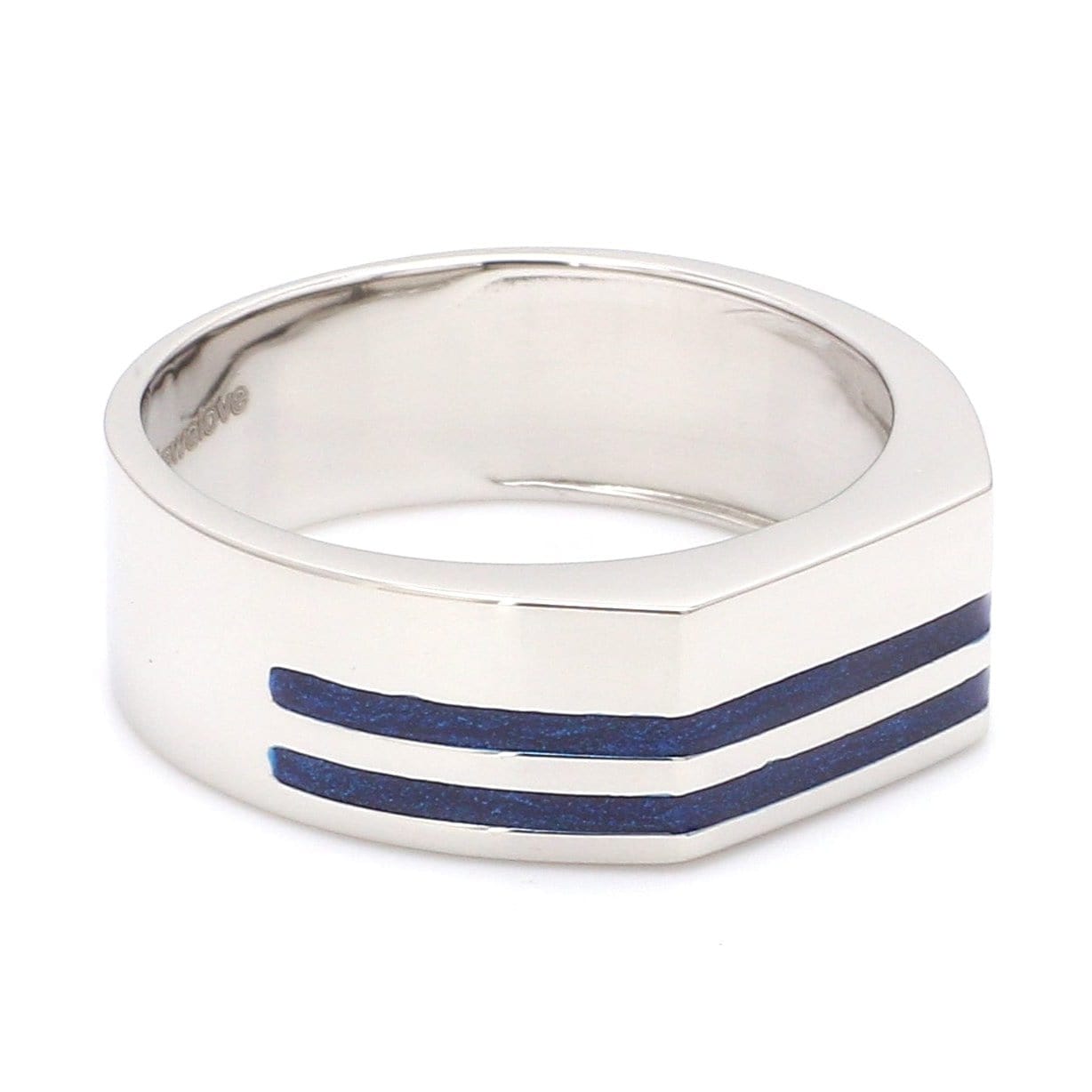 Jewelove™ Rings Men's Band only Ready to Ship - Ring Size 24, Men of Platinum | Heavy Platinum Signet Ring with Blue Enamel for Men JL PT 1057