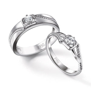 Jewelove™ Rings Ready to Ship - Ring Size 29,  Single Diamond Rope Style Platinum Men’s Ring JL PT 623