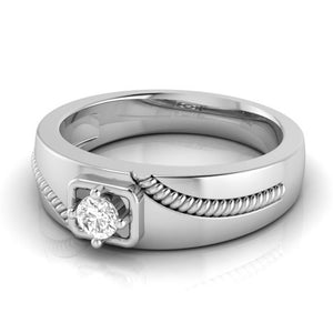 Jewelove™ Rings Ready to Ship - Ring Size 29,  Single Diamond Rope Style Platinum Men’s Ring JL PT 623