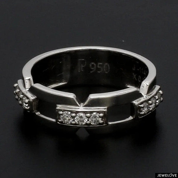 Jewelove™ Rings Ready to Ship - Ring Size 9, Designer Platinum Love Bands with Diamonds JL PT 426