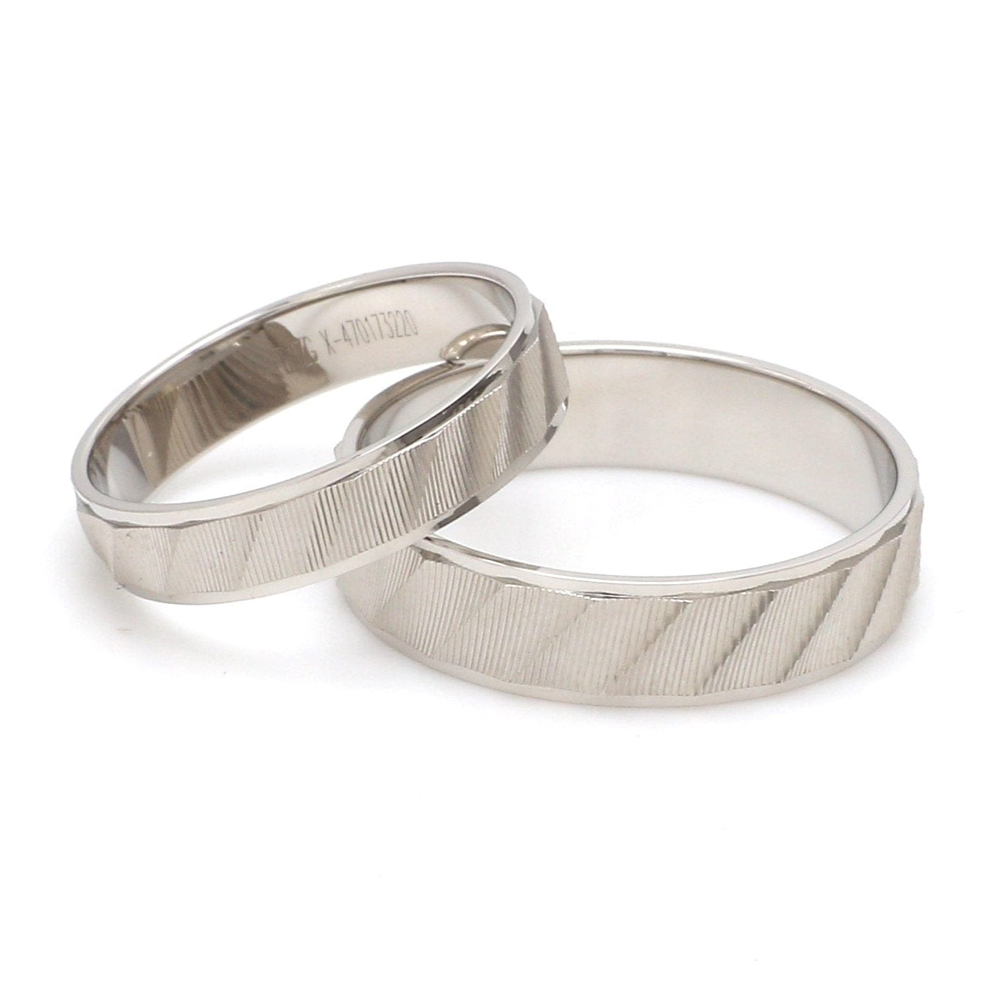 Jewelove™ Rings Ready to Ship - Ring Sizes 11, 20 - Designer Plain Platinum Love Bands with Unique Slanting Texture JL PT 1108