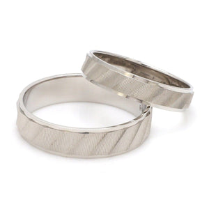 Jewelove™ Rings Ready to Ship - Ring Sizes 11, 20 - Designer Plain Platinum Love Bands with Unique Slanting Texture JL PT 1108