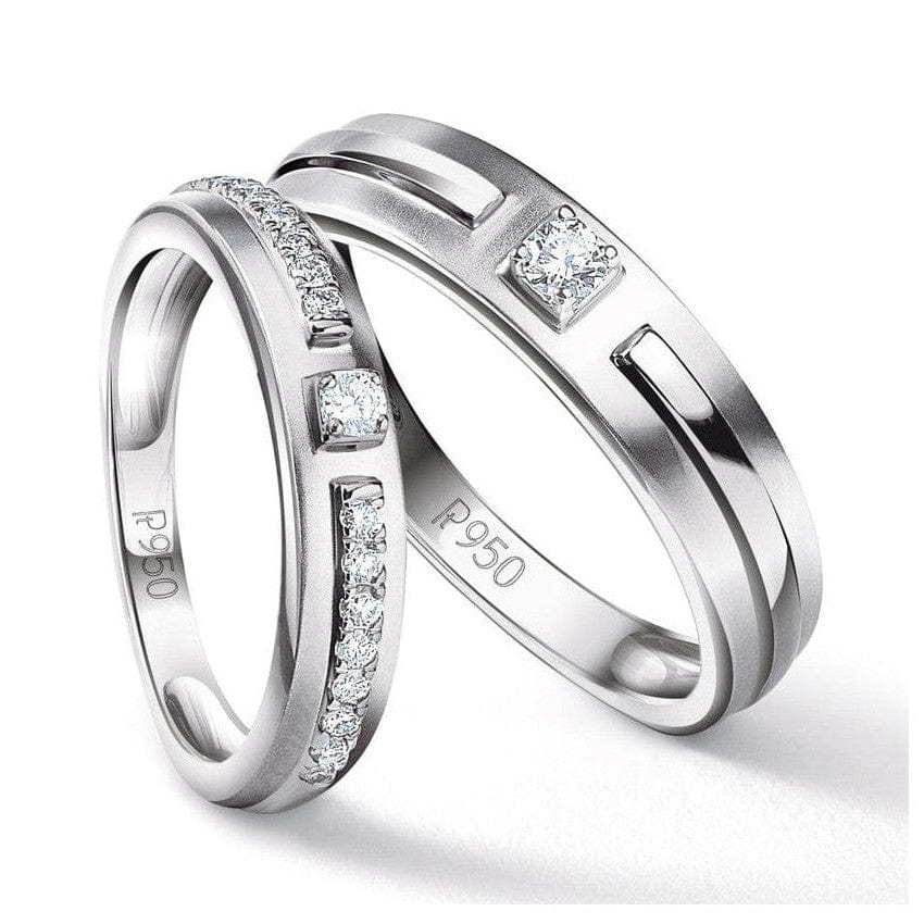 Jewelove™ Rings Ready to Ship - Ring Sizes 11, 20 - Harmony Platinum Couple Rings with Diamonds JL PT 530