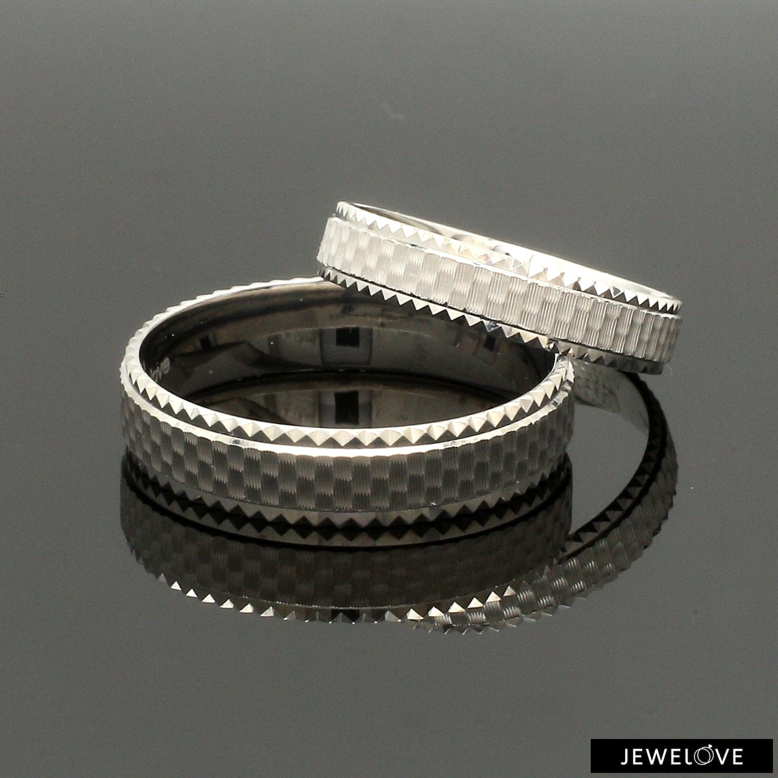 Jewelove™ Rings Ready to Ship - Ring Sizes 11, 22 - Textured Unique Platinum Love Bands for Couples JL PT 1306