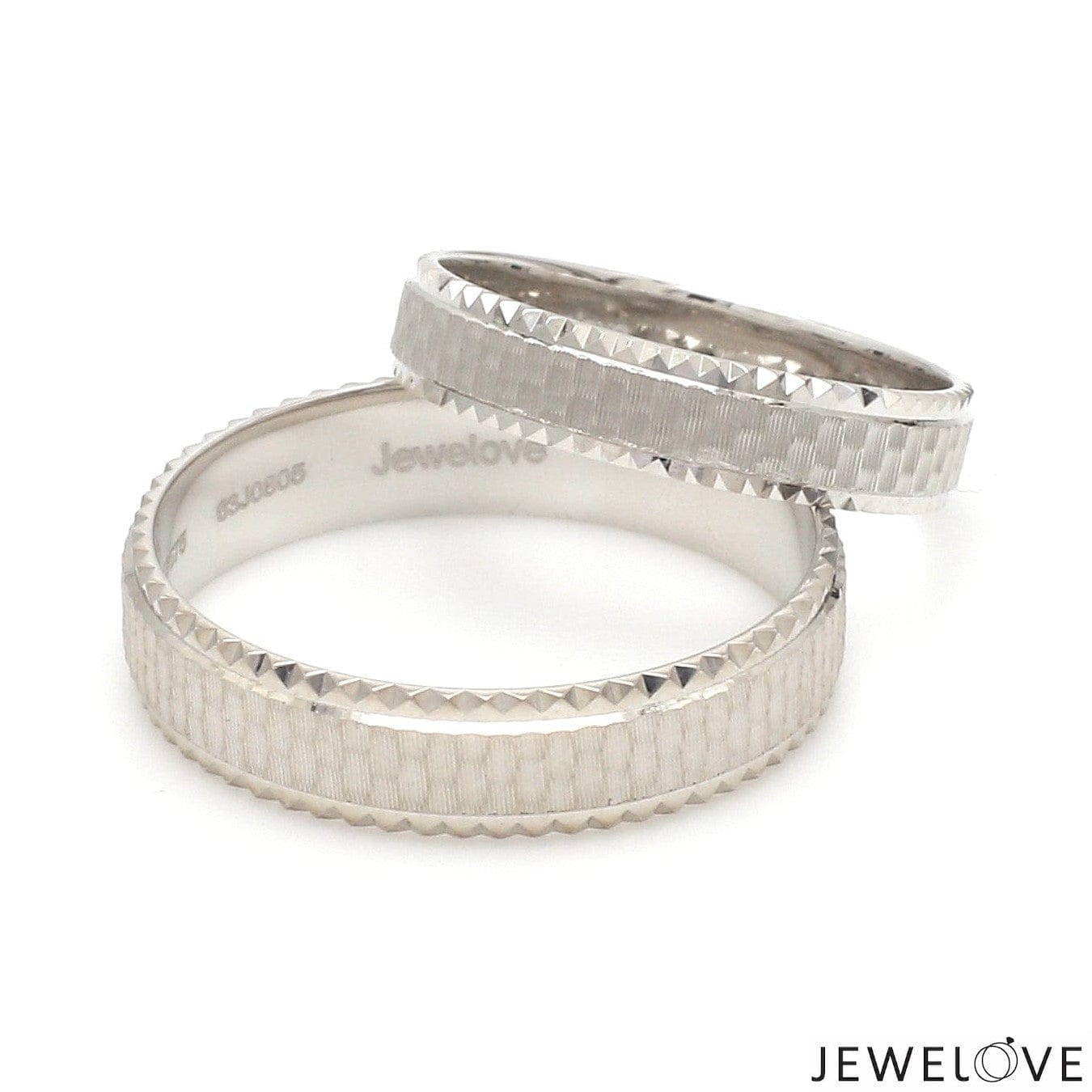 Jewelove™ Rings Ready to Ship - Ring Sizes 11, 22 - Textured Unique Platinum Love Bands for Couples JL PT 1306