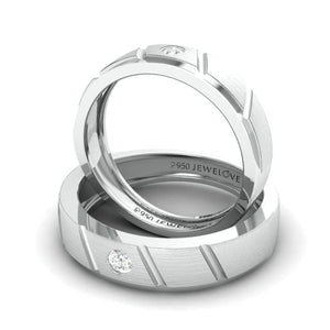 Jewelove™ Rings Ready to Ship - Ring Sizes 12, 18 - Designer Platinum Couple Rings with Single Diamonds JL PT 1125