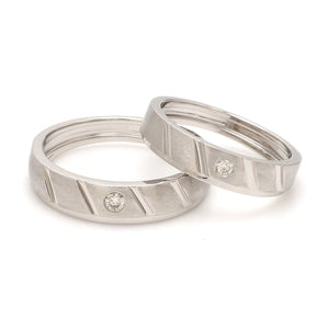 Jewelove™ Rings Ready to Ship - Ring Sizes 12, 18 - Designer Platinum Couple Rings with Single Diamonds JL PT 1125