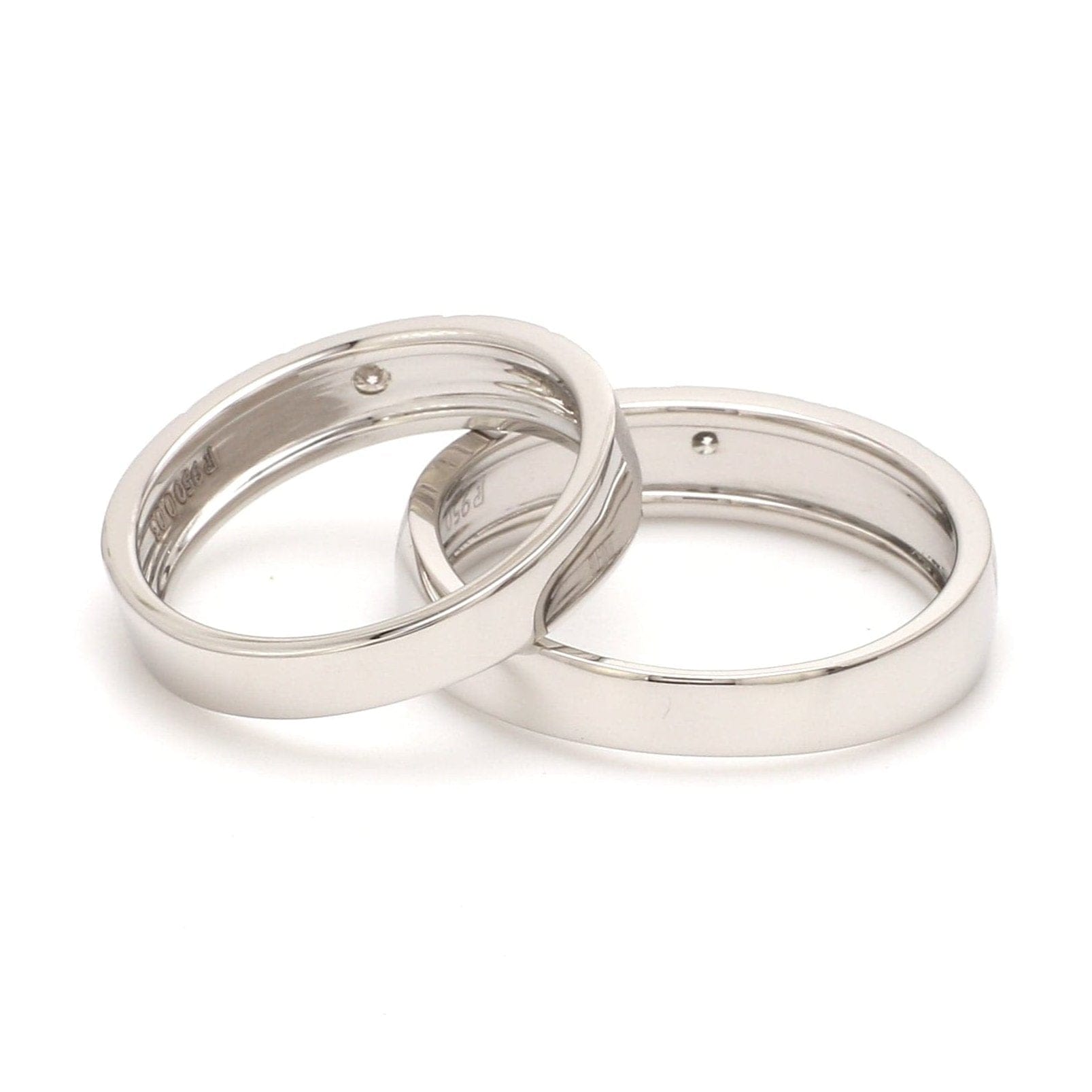 Jewelove™ Rings Ready to Ship - Ring Sizes 12, 18 - Designer Platinum Couple Rings with Single Diamonds JL PT 1125