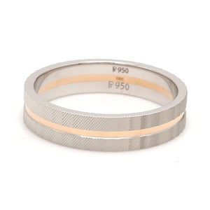 Jewelove™ Rings Men's Band only Ready to Ship - Ring Sizes 12, 21 - Designer Platinum & Rose Gold Couple Rings with a Groove JL PT 1128