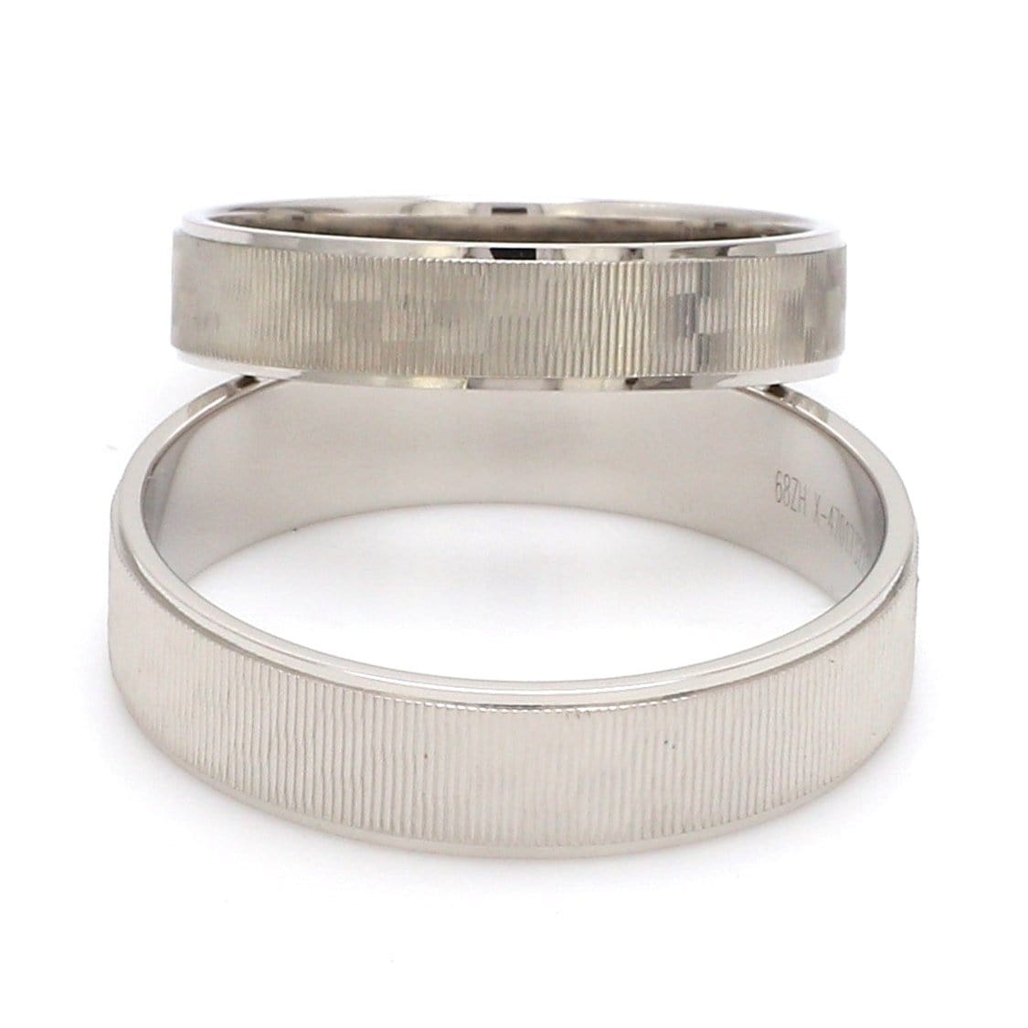 Jewelove™ Rings Ready to Ship - Ring Sizes 12, 21 Designer Textured Platinum Couple Rings JL PT 1109