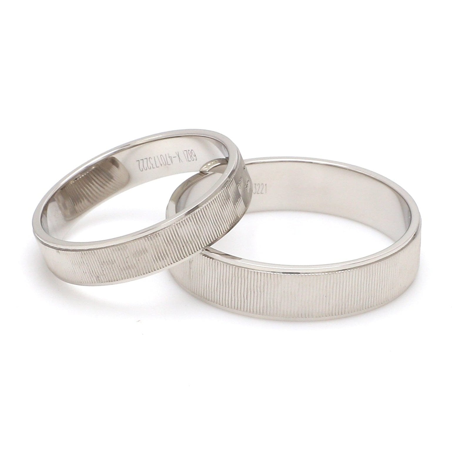 Jewelove™ Rings Ready to Ship - Ring Sizes 12, 21 Designer Textured Platinum Couple Rings JL PT 1109