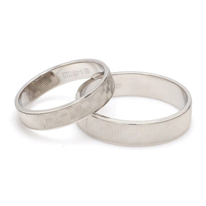 Jewelove™ Rings Ready to Ship - Ring Sizes 12, 21 Designer Textured Platinum Couple Rings JL PT 1109