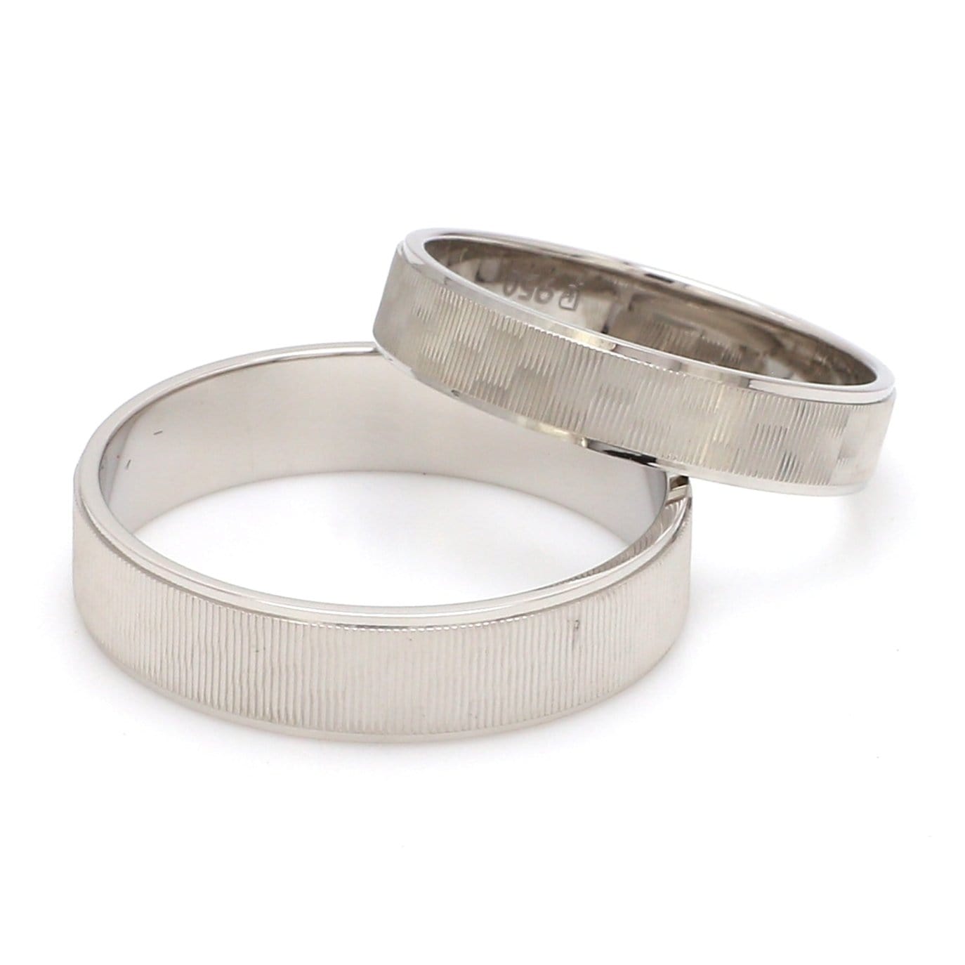 Jewelove™ Rings Ready to Ship - Ring Sizes 12, 21 Designer Textured Platinum Couple Rings JL PT 1109