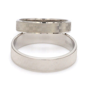 Jewelove™ Rings Ready to Ship - Ring Sizes 12, 21 Designer Textured Platinum Couple Rings JL PT 1109