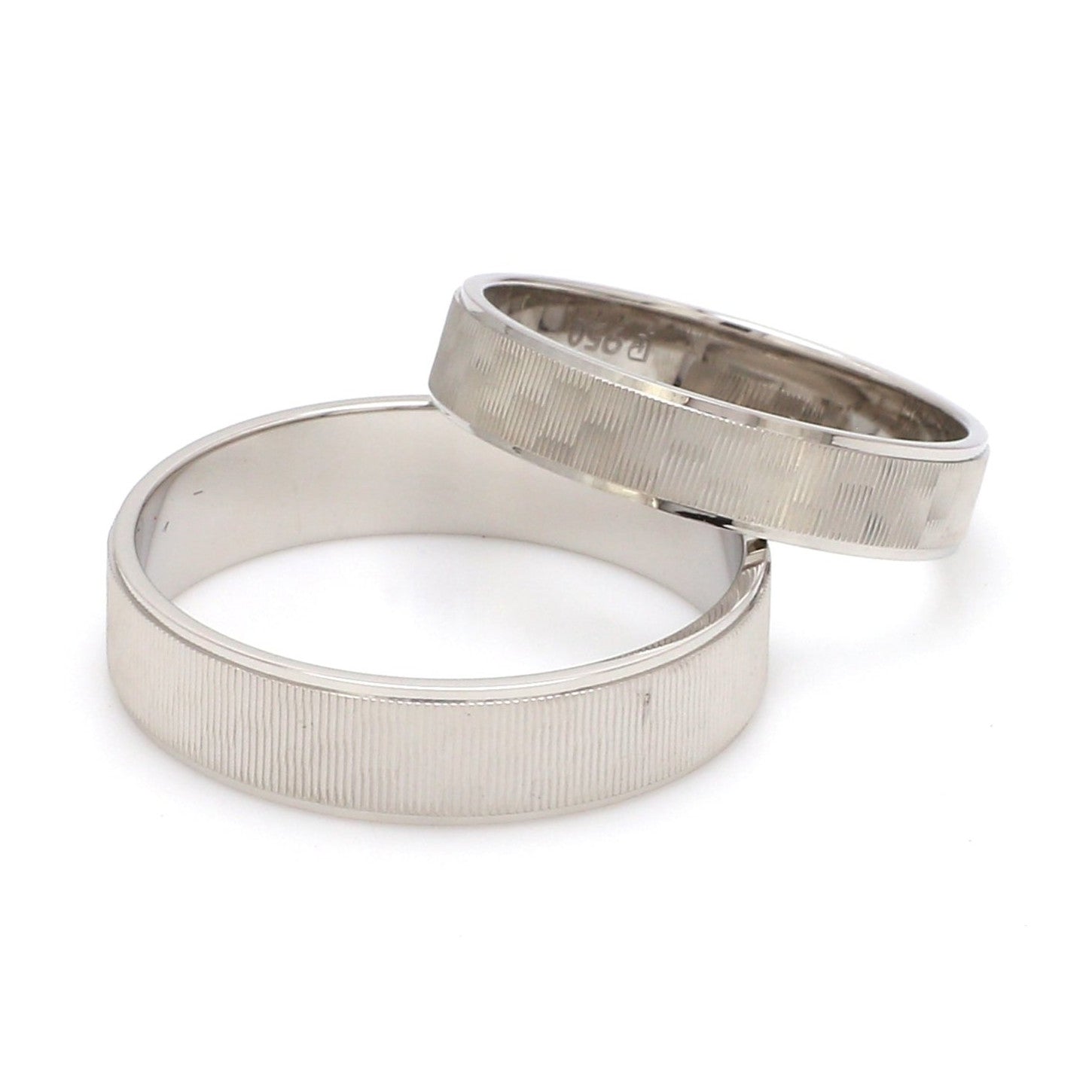 Jewelove™ Rings Ready to Ship - Ring Sizes 12, 21 Designer Textured Platinum Couple Rings JL PT 1109