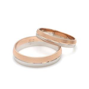 Jewelove™ Rings Ready to Ship - Ring sizes 12, 21 - Designer Unisex Platinum & Rose Gold Couple Rings JL PT 1150