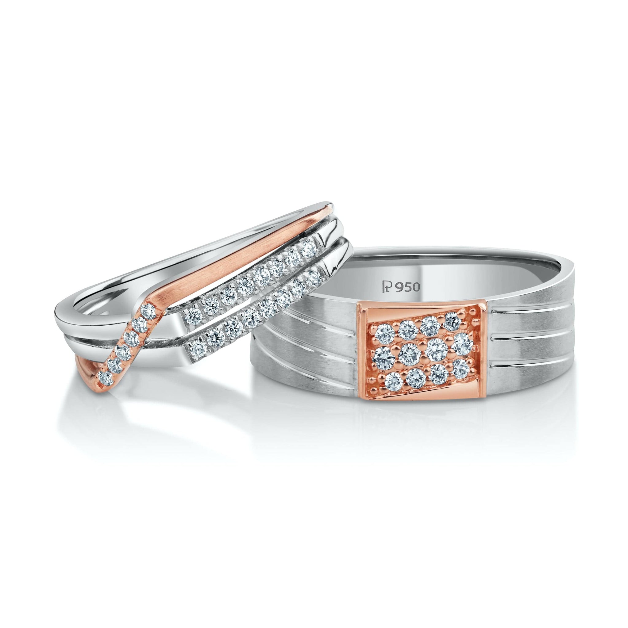 Jewelove™ Rings Both / SI IJ Ready to Ship - Ring Sizes 12, 22 Platinum Couple Rings JL PT 966