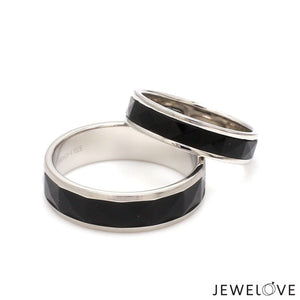 Jewelove™ Rings Ready to Ship - Ring Sizes 12, 22 - Platinum Couple Rings with Black Ceramic JL PT 1330