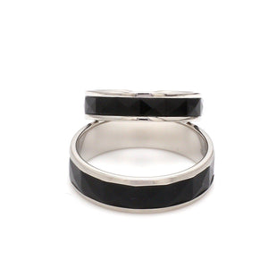 Jewelove™ Rings Ready to Ship - Ring Sizes 12, 22 - Platinum Couple Rings with Black Ceramic JL PT 1330