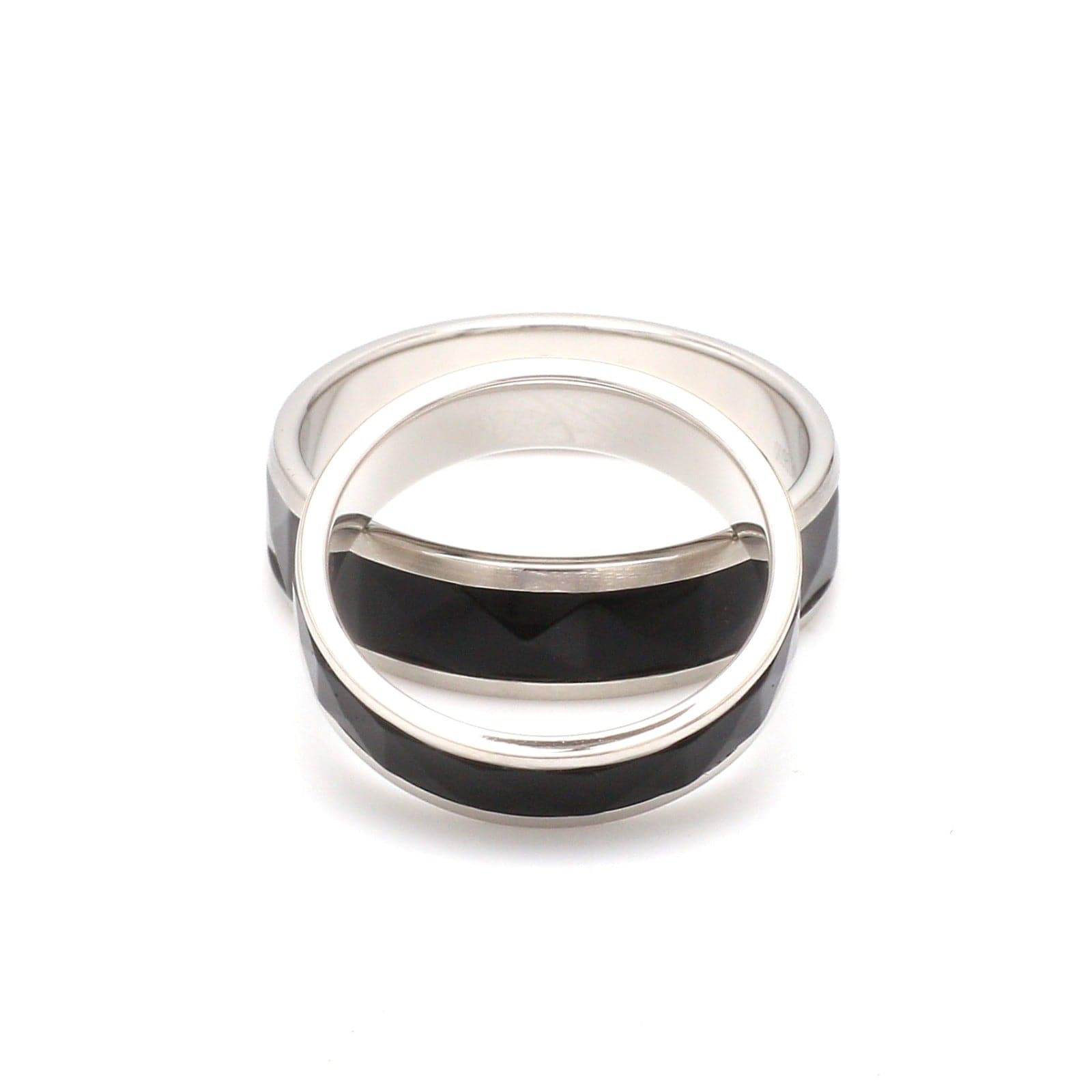 Jewelove™ Rings Ready to Ship - Ring Sizes 12, 22 - Platinum Couple Rings with Black Ceramic JL PT 1330