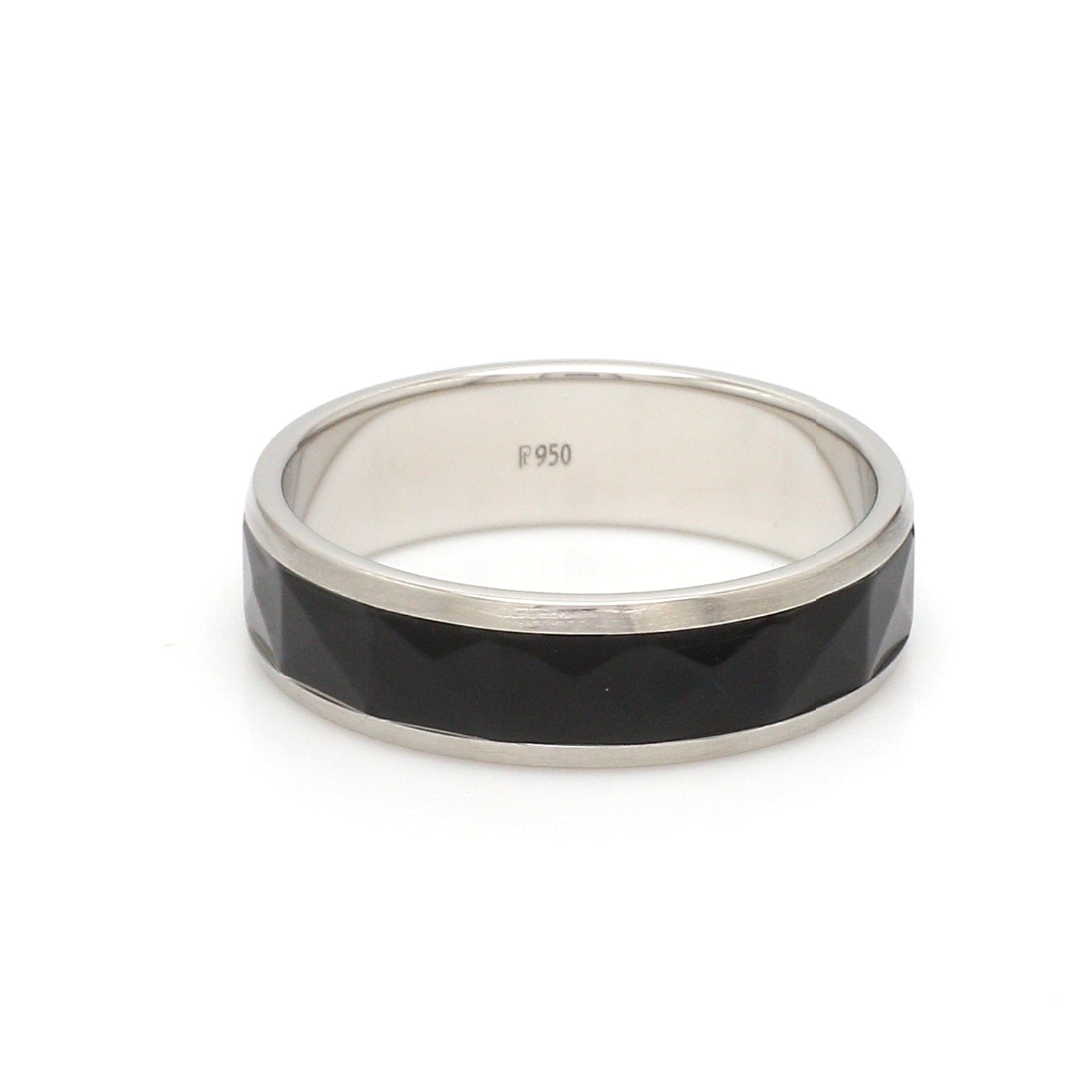 Jewelove™ Rings Ready to Ship - Ring Sizes 12, 22 - Platinum Couple Rings with Black Ceramic JL PT 1330