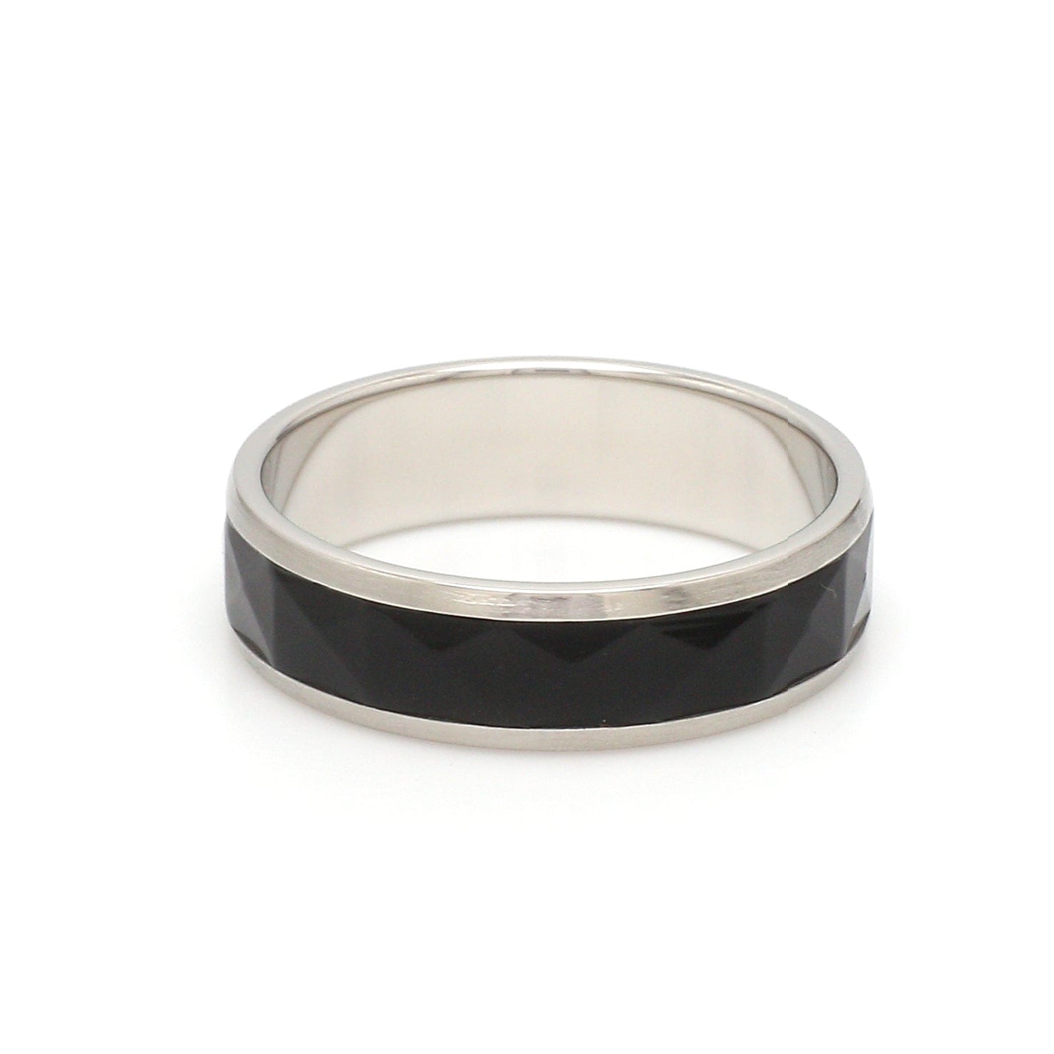 Jewelove™ Rings Ready to Ship - Ring Sizes 12, 22 - Platinum Couple Rings with Black Ceramic JL PT 1330