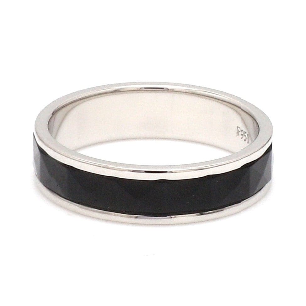 Jewelove™ Rings Ready to Ship - Ring Sizes 12, 22 - Platinum Couple Rings with Black Ceramic JL PT 1330