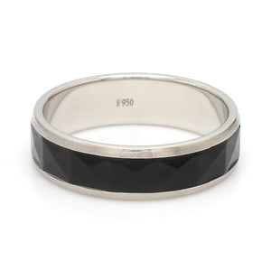 Jewelove™ Rings Ready to Ship - Ring Sizes 12, 22 - Platinum Couple Rings with Black Ceramic JL PT 1330