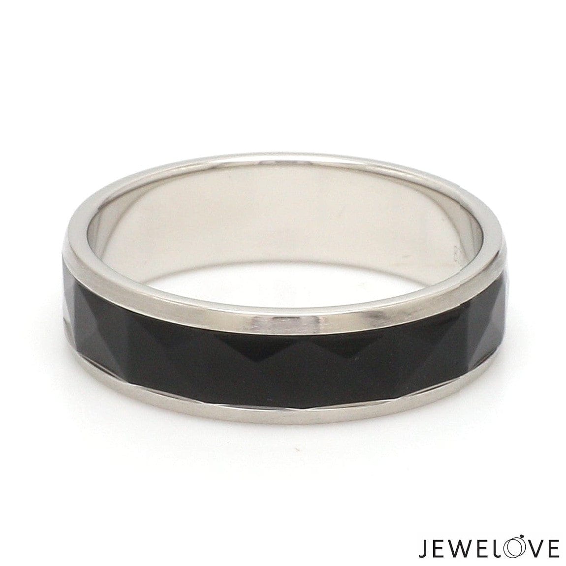 Jewelove™ Rings Men's Band only Ready to Ship - Ring Sizes 12, 22 - Platinum Couple Rings with Black Ceramic JL PT 1330