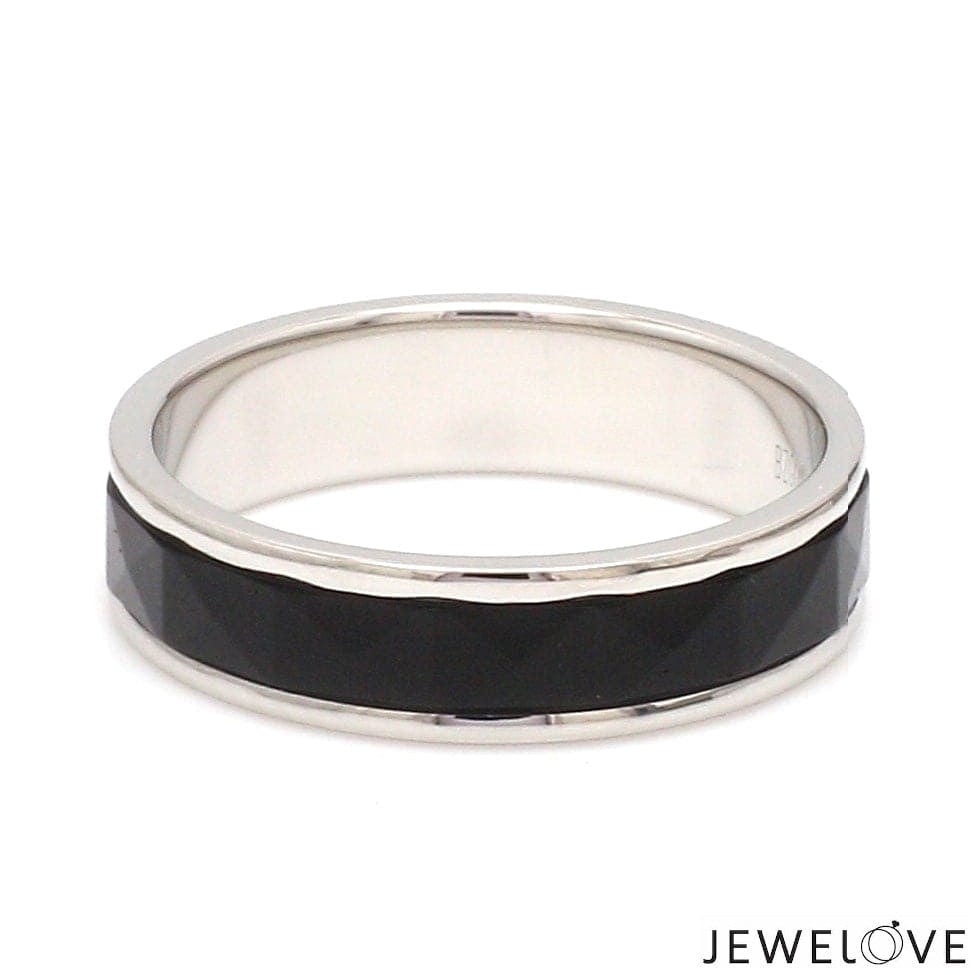 Jewelove™ Rings Women's Band only Ready to Ship - Ring Sizes 12, 22 - Platinum Couple Rings with Black Ceramic JL PT 1330