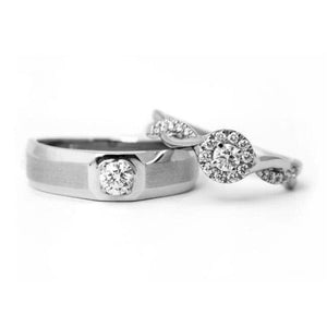 Jewelove™ Rings Ready to Ship - Ring Sizes 12, 22 - Platinum Solitaire Couple Rings JL PT 983