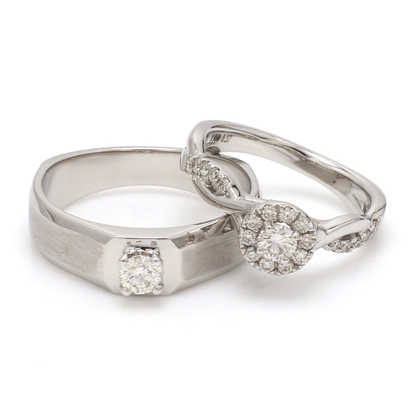 Jewelove™ Rings Ready to Ship - Ring Sizes 12, 22 - Platinum Solitaire Couple Rings JL PT 983