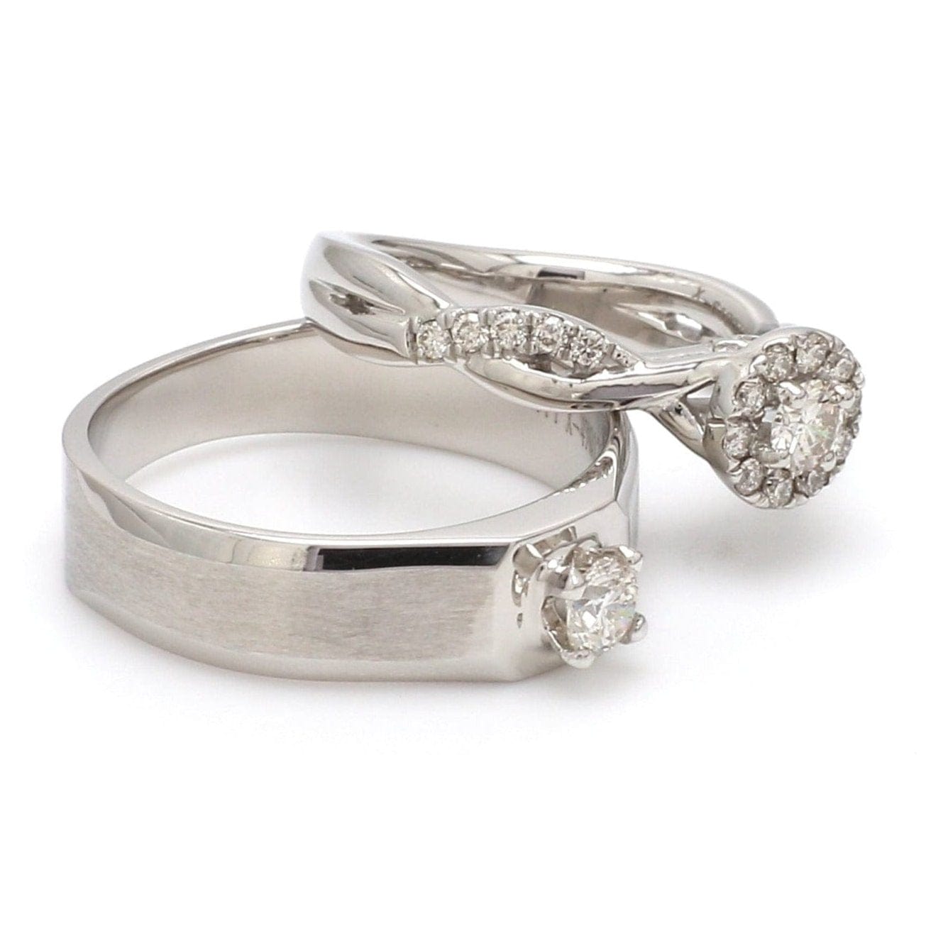 Jewelove™ Rings Ready to Ship - Ring Sizes 12, 22 - Platinum Solitaire Couple Rings JL PT 983