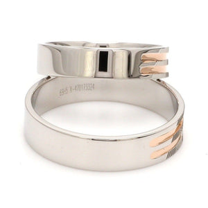 Jewelove™ Rings Ready to Ship - Ring Sizes 12, 22 - Textured Platinum & Rose Gold Couple Rings with Two Grooves JL PT 1129