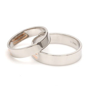 Jewelove™ Rings Ready to Ship - Ring Sizes 12, 22 - Textured Platinum & Rose Gold Couple Rings with Two Grooves JL PT 1129