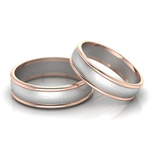 Jewelove™ Rings Both Ready to Ship - Ring Sizes 13, 22 Classic Plain Platinum Couple Rings With a Rose Gold Border JL PT 633