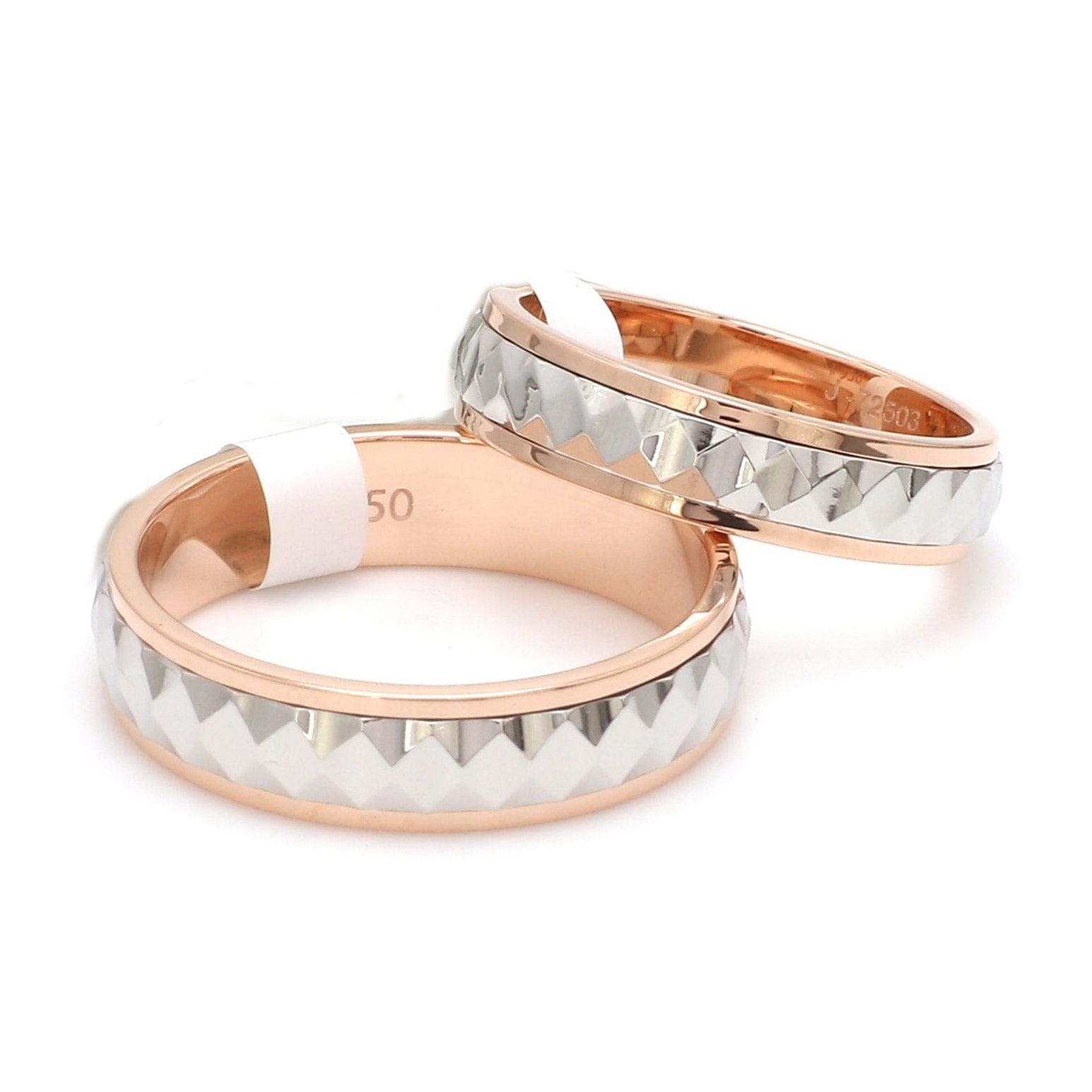 Jewelove™ Rings Ready to Ship - Ring Sizes 13, 22 - Designer Platinum & Rose Gold Couple Rings JL PT 1113