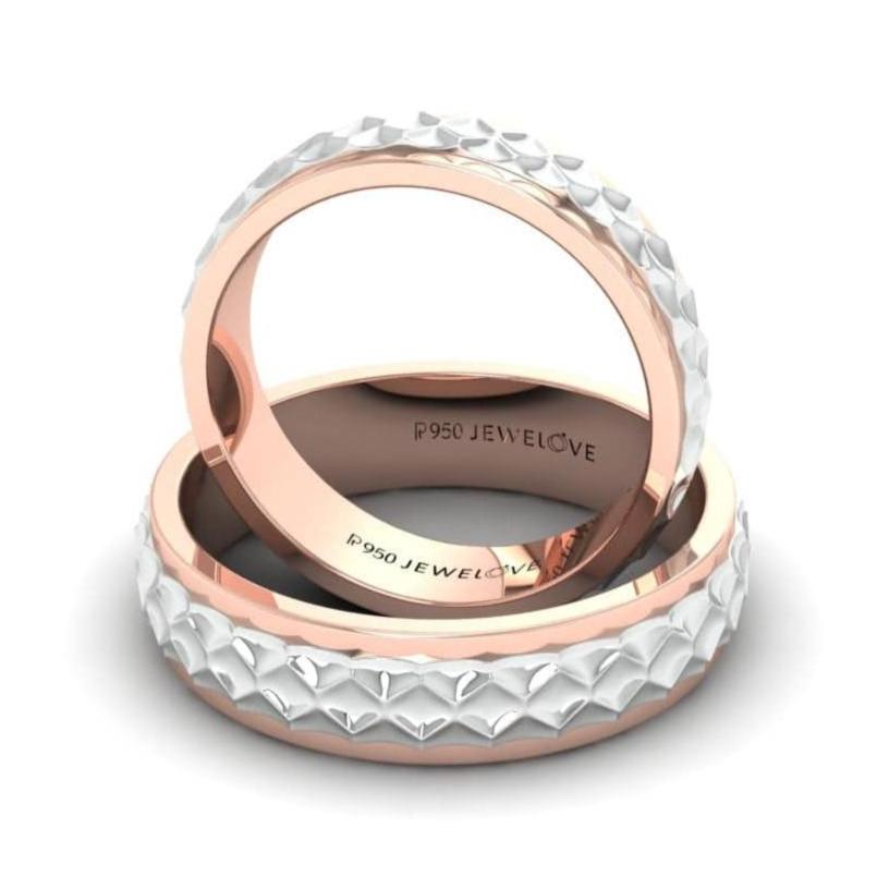 Jewelove™ Rings Ready to Ship - Ring Sizes 13, 22 - Designer Platinum & Rose Gold Couple Rings JL PT 1113