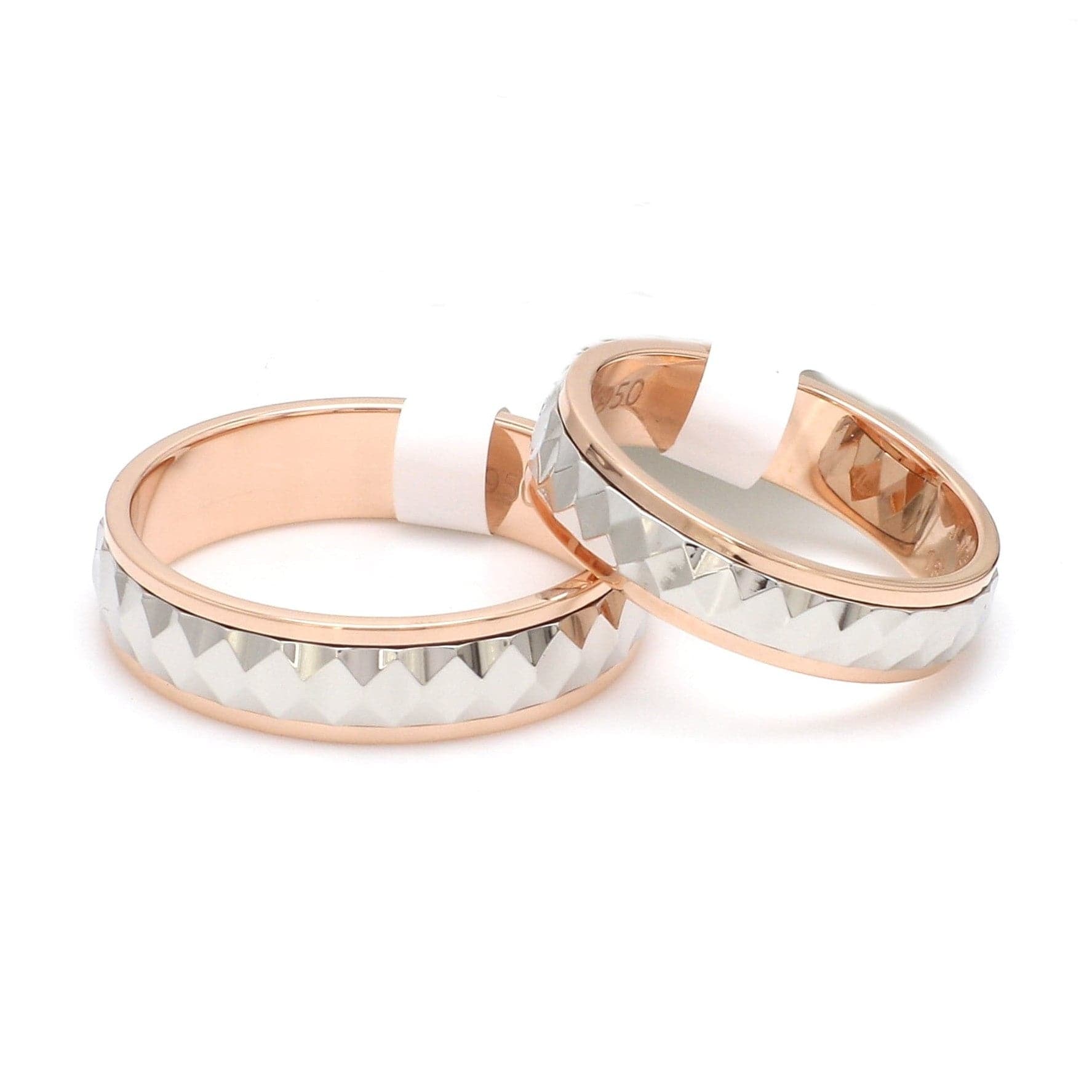 Jewelove™ Rings Ready to Ship - Ring Sizes 13, 22 - Designer Platinum & Rose Gold Couple Rings JL PT 1113