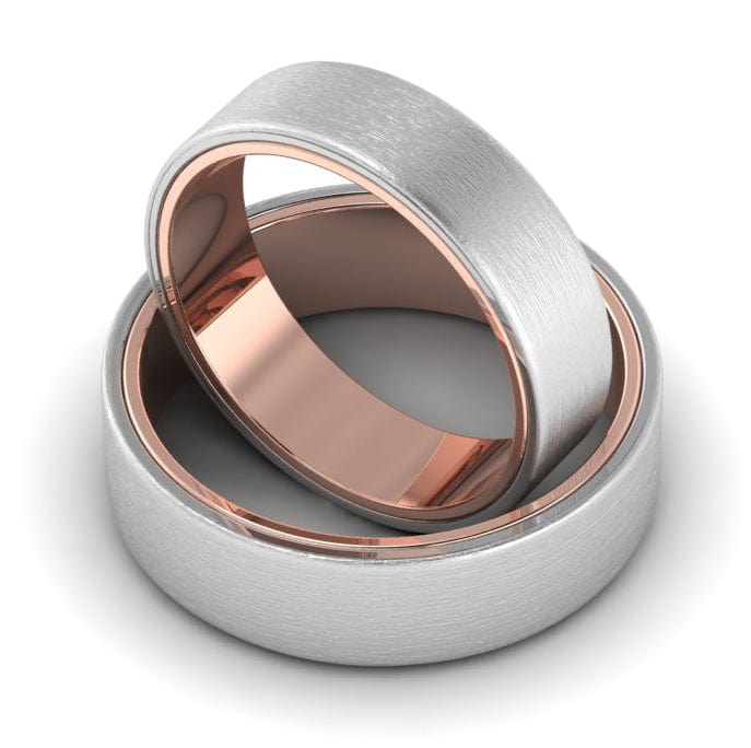 Jewelove™ Rings Ready to Ship - Ring Sizes 17, 19 Platinum Bands with Rose Gold Base & Matte Finish JL PT 637