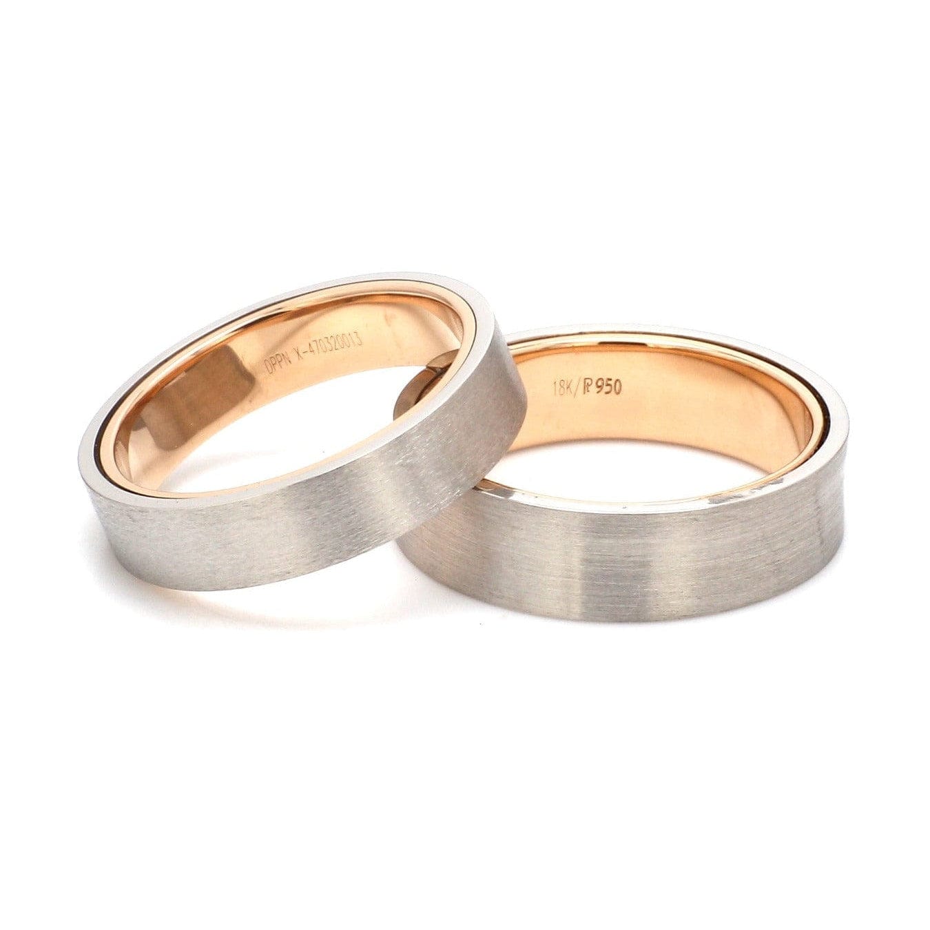 Jewelove™ Rings Ready to Ship - Ring Sizes 17, 19 Platinum Bands with Rose Gold Base & Matte Finish JL PT 637