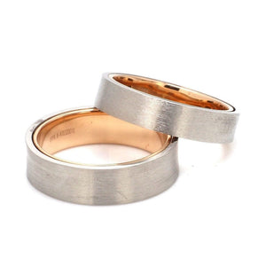 Jewelove™ Rings Ready to Ship - Ring Sizes 17, 19 Platinum Bands with Rose Gold Base & Matte Finish JL PT 637