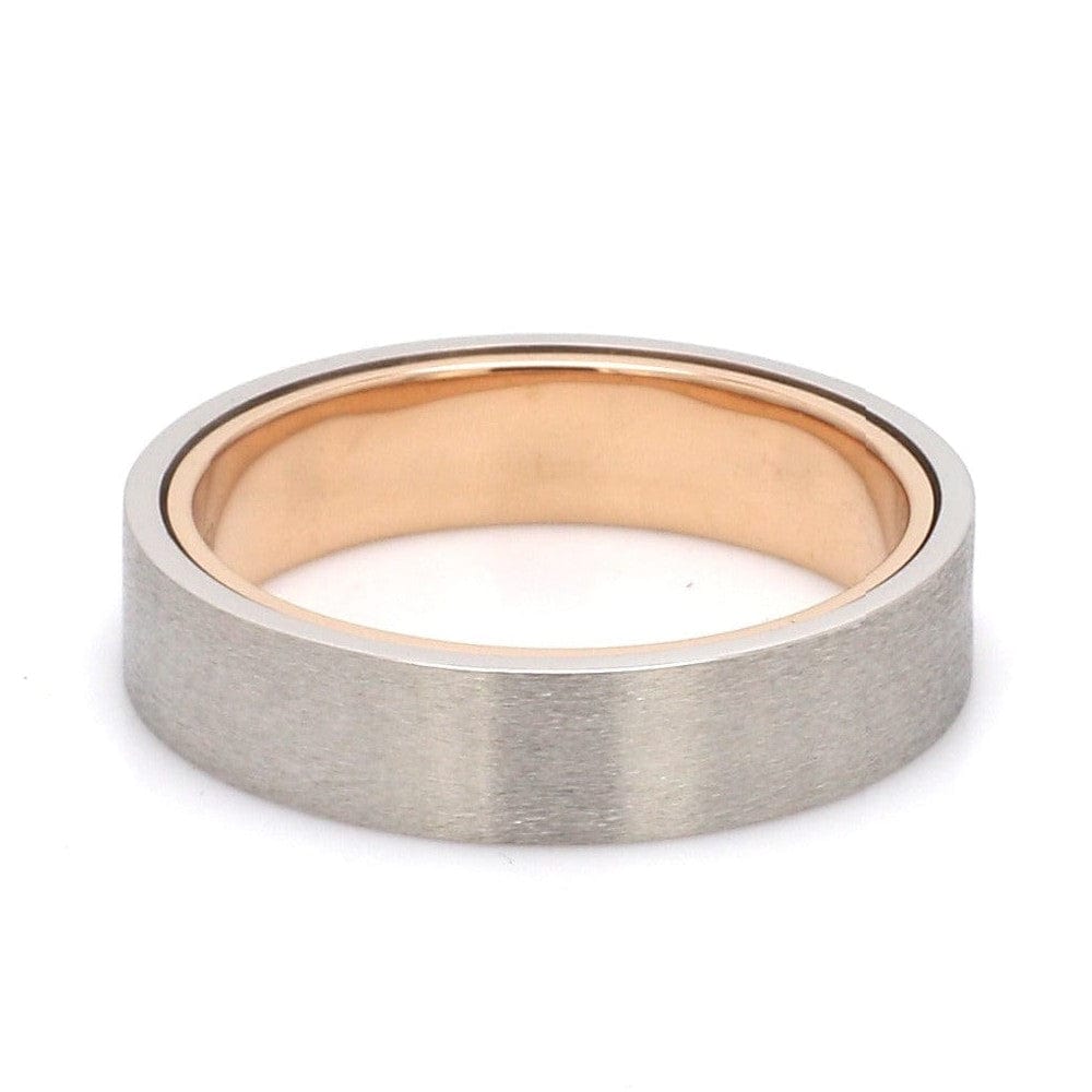 Jewelove™ Rings Ready to Ship - Ring Sizes 17, 19 Platinum Bands with Rose Gold Base & Matte Finish JL PT 637