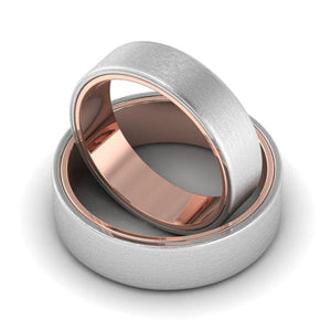 Jewelove™ Rings Ready to Ship - Ring Sizes 17, 19 Platinum Bands with Rose Gold Base & Matte Finish JL PT 637