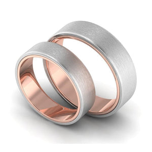 Jewelove™ Rings Ready to Ship - Ring Sizes 17, 19 Platinum Bands with Rose Gold Base & Matte Finish JL PT 637