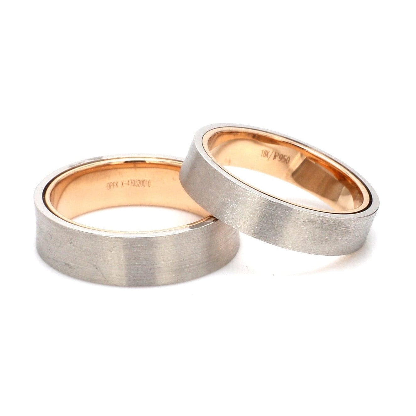 Jewelove™ Rings Ready to Ship - Ring Sizes 17, 19 Platinum Bands with Rose Gold Base & Matte Finish JL PT 637