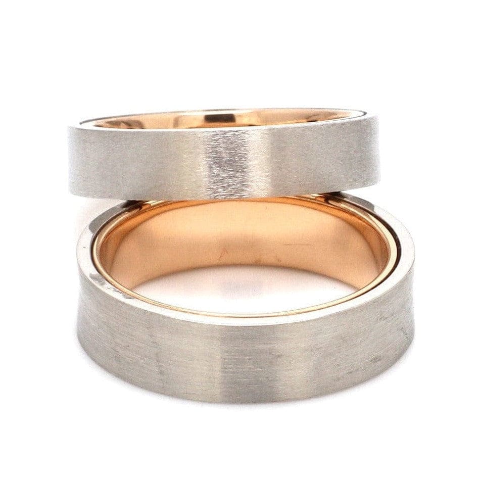 Jewelove™ Rings Ready to Ship - Ring Sizes 17, 19 Platinum Bands with Rose Gold Base & Matte Finish JL PT 637